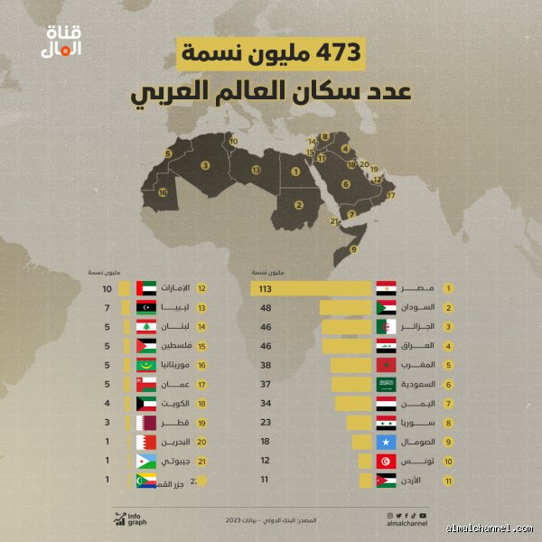 خريطة الزحام: دليل شامل لفهم ترتيب عدد سكان العالم العربي لعام 2026