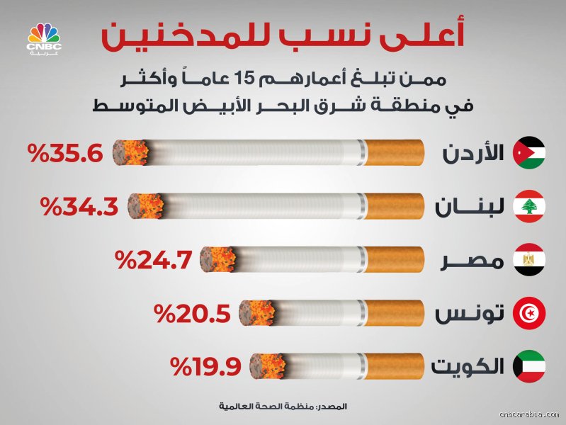 ما هي أعلى 5 دول عربية في معدلات التدخين؟ كشف المستور خلف أرقام التبغ